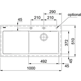 Franke 124.0335.857 Keramikspüle 100 cm Graphit Tropfteil links