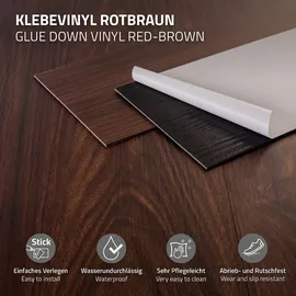 ML-Design PVC Bodenbelag, Selbstklebende 91,5x15,3 cm 32 Dielen Rot-Braun Nuss