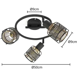 LINDBY Eudoria Deckenlampe 3-flammig schwarz/gold -