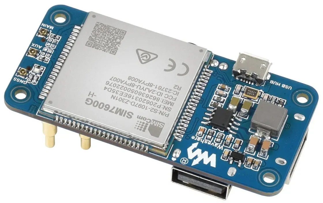 SIM7600G-H 4G HAT (B) für Raspberry Pi, Mobilfunk und GNSS