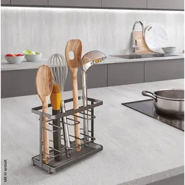 Metaltex Küchenutensilien-Organizer Metall LAVA Line, mit Abtropfschale, schwarz