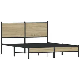 vidaXL Metallbett ohne Matratze Sonoma-Eiche 140x190 cm