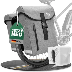 Fahrrad Doppeltasche aus recyceltem Material 36L "DUPLEX" - Grau - Neu,oft gekauft