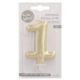 Papstar Zahlenkerze mit Halter 7 cm 12 St. Gold