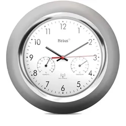 Mebus 19454 Wanduhr Digitale Wanduhr Rund Silber, Weiß