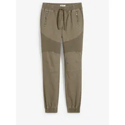 bonprix Hose mit Biker- Details, grün, 38, mit Baumwolle