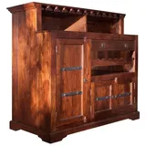 Massivmoebel24 Bar Akazie 140x66x125 nougat lackiert OXFORD #903 - 2 Jahre Gewährleistung - mind. 14 Tage Rückgaberecht - Braun