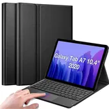 QYiiD Tastatur Hülle mit Touchpad für Galaxy Tab A7 10.4” 2020 (SM-T500/SM-T505), Abnehmbare Kabellose Bluetooth QWERTZ Tastatur mit Schutzhülle/Trackpad für Galaxy Tab A7 10.4" Tablet, Schwarz