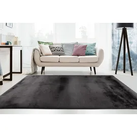 Kayoom Teppich KAYOOM "Subb 925", grau (graphit), B:200cm H:48mm L:290cm, Polyester, Teppiche, Teppich, Hochflor, Kanninchen Fell Haptik, alle Räume, leichter Glanz
