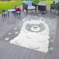 TT Home Kinderzimmer Outdoor Teppich Kinder Junge Mädchen Spielteppich Lama Design Grau, Größe:140x200 cm