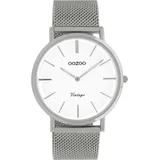 Oozoo C9901 Uni-Armbanduhr, Metall-Armband - Silber/Weiß