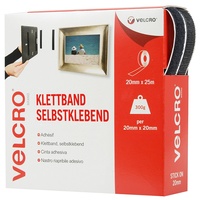 VELCRO Brand VELCRO Klettband Selbstklebend Haken | Flausch 20mm x 25m Schwarz | 20 mm