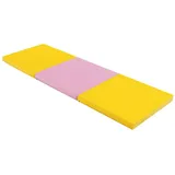 KOMFOTTEU Weichbodenmatte Turnmatte, klappbar, 180x60x5 cm gelb|rosa