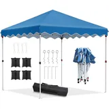 Pavillon 3x3m Wasserdicht Stabil Winterfest, Faltpavillon mit 4 Sandsack, Pop Up Partyzelt inkl. Tasche, UV Schutz 50+, Faltbare Gartenpavillon, Metall-Verstrebungen Gartenzelt Faltpavillon, Blau