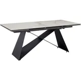Esszimmertisch 180 - 260 cm Ausziehbar Keramik Glas Weiß, Keramiktisch Marmor-Optik Groß, Designer Küchentisch Rechteckig, Esstisch Extravagant ... - Weiß