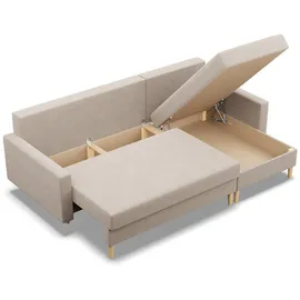 mebligo Ecksofa Beige, 3-Sitzer, L-Form, 223x140 cm, Wohnzimmer, Sofas & Couches, Wohnlandschaften, Ecksofas