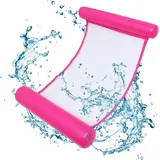 Swanew - Aufblasbare Wasserhängematte, Zusammenklappbar Aufblasbares Schwimmbett 4 in 1 Schwimmmatratze Strandmatte für Wasserspaß Rosa