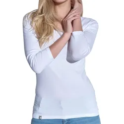 COURSE Damen 3/4 Arm Shirt Sommer-Shirt Baumwoll-Sweatshirt Longsleeve Sommer-Pullover Freizeit-Shirt 900021 Weiß - S
