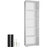 Tectake tectake® Bücherregal, MDF, bodenschonende Kunststofffüße, 60 x 30 x 190 cm