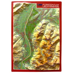 Georelief Reliefpostkarte Liechtenstein - STK - bunt