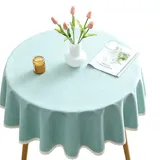 CIEEIN CIEHT Baumwolle Leinen Tischdecke Schreibtisch Rund Tischfoli Tischtuch Tischwäsche Couchtisch Tischabdeckung Hotel Restaurant Tafeltuch Blau Grün A Rund 140cm