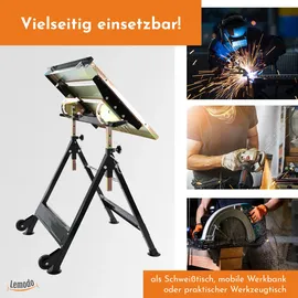 Lemodo Höhenverstellbarer Schweißtisch Stahl 90 Grad neigbar