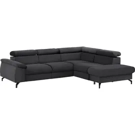 Cotta Ecksofa "Kitty L-Form, B: 249 cm", grau (dunkelgrau), B:249cm H:72cm T:207cm, Microfaser (100% Polyester);Flachgewebe (100% Polyester), Sofas, Ecksofa, mit Kopfteilverstellung, optional Bettfunktion & Bettkasten