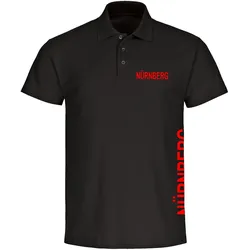 multifanshop Poloshirt - Nürnberg - Brust & Seite - Druck rot - Polo