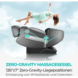 Naipo Massagesessel Shiatsu Kunstleder 76 x 113 x 76 cm schwarz mit Bluetooth und Wärmetherapie