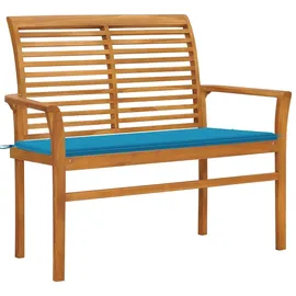 vidaXL Gartenbank Massivholz Teak 112 cm Blaue Auflage