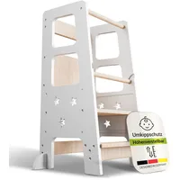 Juskys Lernturm Henny 3-fach höhenverstellbar Holz weiß