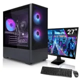 SYSTEMTREFF Basic Gaming Komplett PC Set AMD Ryzen 5 PRO 5655G 6x4.4GHz | Radeon RX Vega 7 4K | 512GB M.2 NVMe | 16GB DDR4 RAM | Windows 11 | 27 TFT Monitor | Desktop Paket Computer für Gamer, Gaming