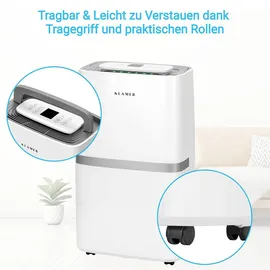 Klamer Luftentfeuchter elektrisch 20L, 195m3 Luftumwälzung pro Stunde, 420W starker Raumentfeuchter, Entfeuchter mit bis zu 5,5 Liter Fassungsvermögen