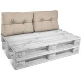 Beautissu Palettenkissen 60 x 40 x 20 cm beige 2-tlg.