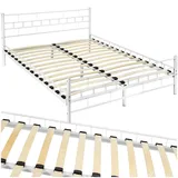 Tectake tectake® Metallbett, robustes Stahlgestell, bodenschonende Kunststoffkappen, 140 x 200 cm