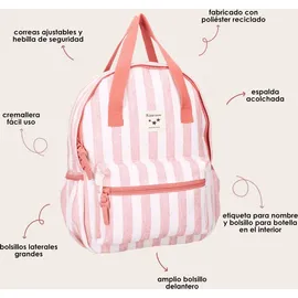 KidzRoom Stripe Frenzy Rucksack - Pink / White - One Size