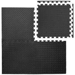 eyepower Puzzlematte 4er Set 2cm Bodenschutzmatten 63x63 – 1,6qm, Fitness Bodenmatte mit Rand schwarz