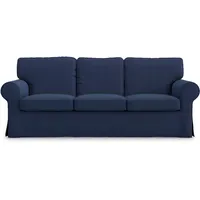 MASTERS OF COVERS Sofabezug für IKEA Ektorp 3-Sitzer, Blau Sofa überzug Ektorp Couch überzug aus Baumwolle, Ektorp 3er Sofa Cover, 218x88x88cm