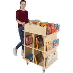 Präsentationswagen für Bücher, mit 18 Fächern