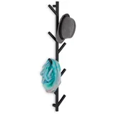 Relaxdays Wandgarderobe mit 8 Haken, platzsparend, dekorativ, Metall, H x B x T: 100,5 x 19,5 x 7 cm, Garderobe, schwarz