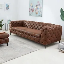 Riess-Ambiente Chesterfield Sofa Mikrofaser 3-Sitzer Braun