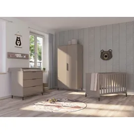 Home Affaire Babybett HOME AFFAIRE "ARI", grau (taupe), B:77cm H:82cm L:146cm, Holzwerkstoff, Babybetten, Babybett, 4-fach höhenverstellbar, umbaubar zum Juniorbett Kindersofa