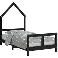 vidaXL Kinderbett Schwarz 80 x 160 cm Kiefer massiv schwarz