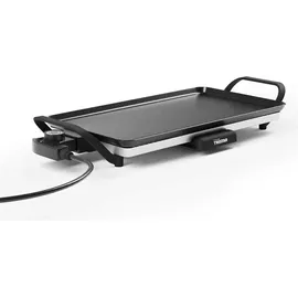Tristar Slim M – Großzügige Backfläche von 46 x 26 cm – Antihaftbeschichtung – Abnehmbare Cool-Touch Griffe – Einstellbarer Thermostat – Leicht zu reinigen – BP-2667 Tischgrill Silber, Schwarz