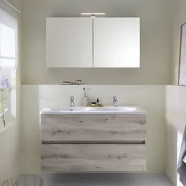Burgbad Rocio Schrank mit Doppelwaschtisch, mit Spiegelschrank,