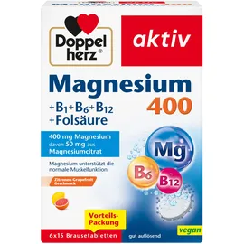 Doppelherz Aktiv Magnesium 400+B1+B6+B12+Folsäure Brausetabletten 6 x 15 St.
