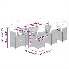 vidaXL Garten-Bistro-Set 9-tlg. Grau