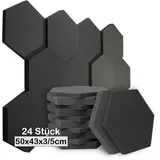 sunnypillow Hexagon Akustikschaumstoff Akustikschaum - 24 Stück - 50 x 43 x 3/5cm - Schallschutzmatte zur effektiven Akustik Dämmung - Absorber Schalldämmung Wand, Wanddekoration Gaming/Studio Deko