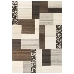 Wollteppich THEKO "Lola, Wolle, handgearbeitet, Patchwork Design, handgetuftet" Gr. 4, braun, B:160cm H:12mm L:230cm, Wolle, Teppiche, Wohnzimmer, Schlafzimmer, Esszimmer, auch als Läufer und rund