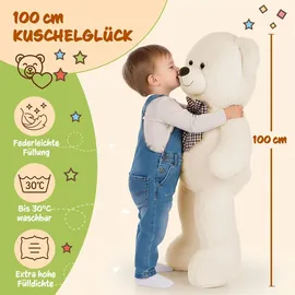 monzana monzana® Teddybär L - XXXL 50-175cm Weiches Fell Schleife Tatzendruck Geschenk Plüschtier Kuscheltier Stofftier Riesen Teddy Bär